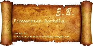 Einvachter Borbála névjegykártya